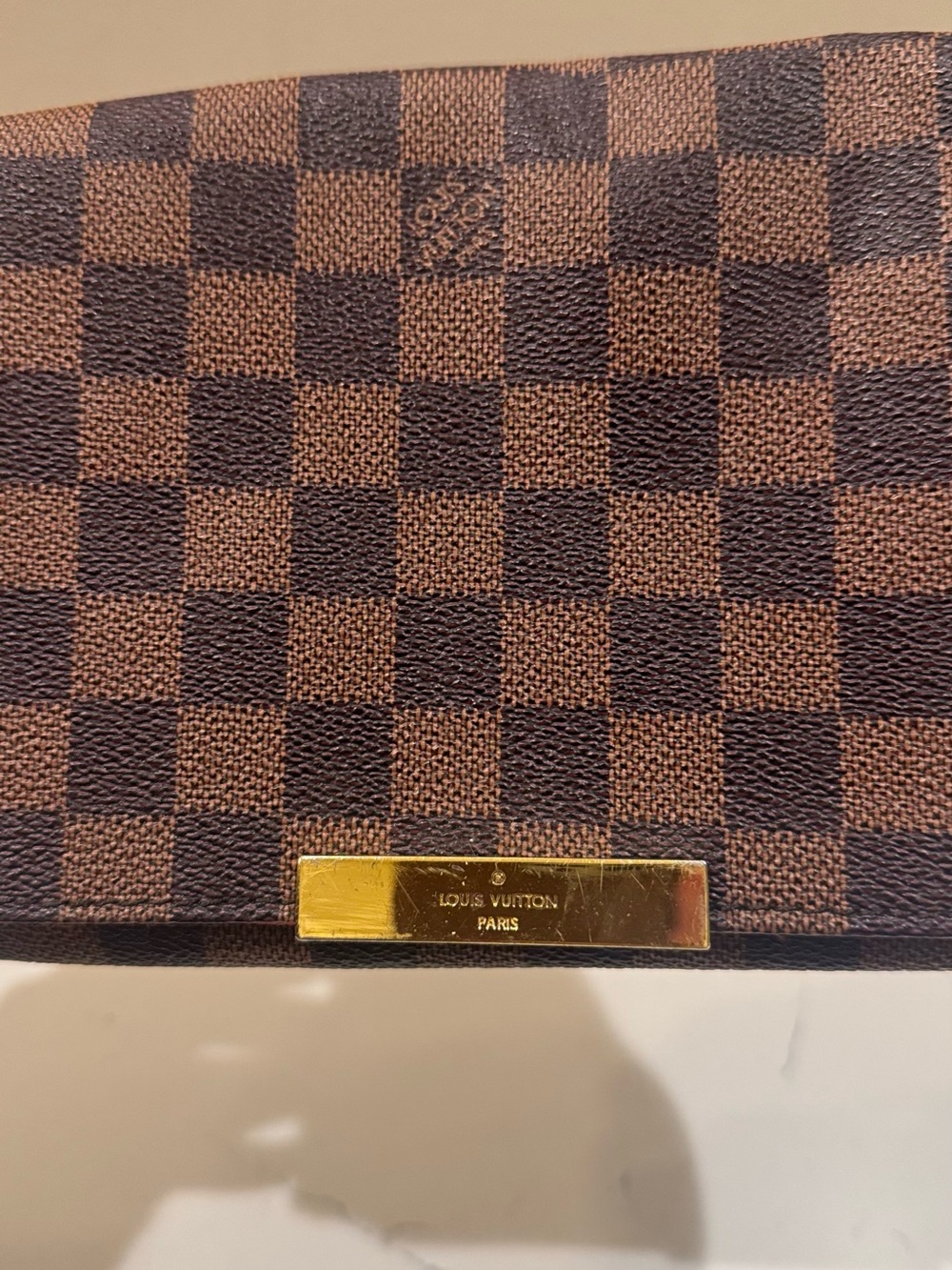 Brown Checkered Crossbody Bag with Gold Hardware - Picture 3 of 5